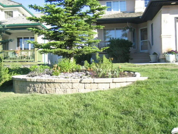 Beautiful landscaped garden in yard